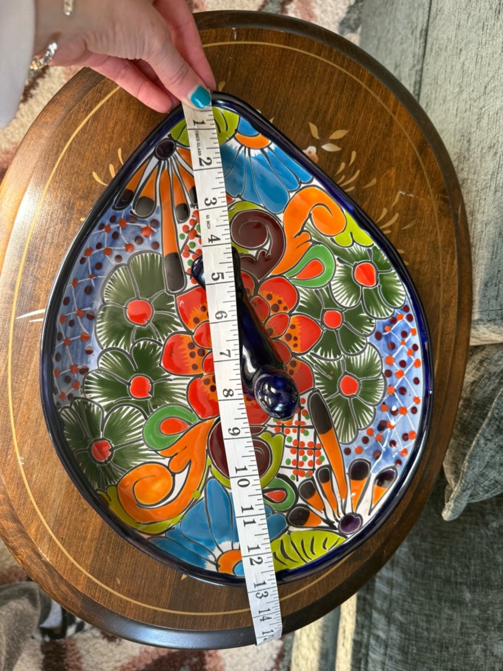 Artisan Ceramic Mexican Talavera Bird Appetizer Dish - Picture 8 of 9
